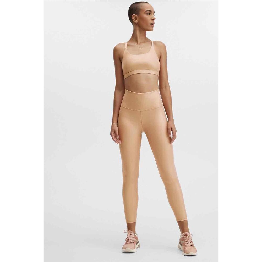 NWT Fabletics Gia Iridescent Low Impact Sports Bra Beige Strappy Racerback S - Picture 4 of 4